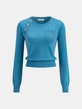 Asymmetrical Metal Button Knit Top